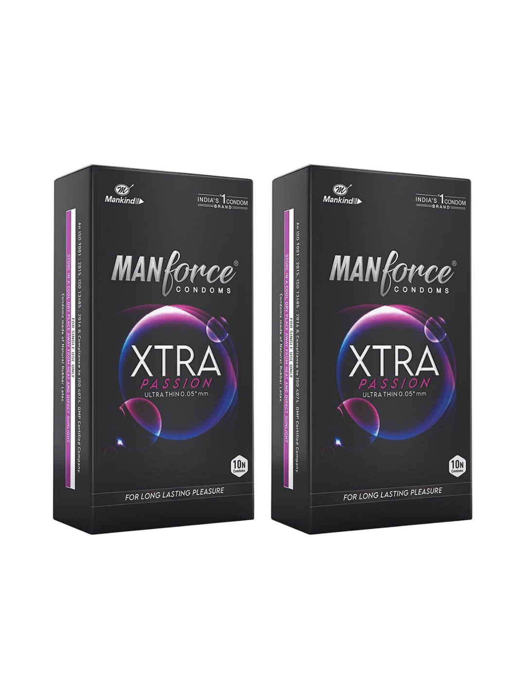 Manforce Set Of 2 Xtra Passion Ultra Thin Climax Delay Condom - Unflavoured - 10 Pcs Each
