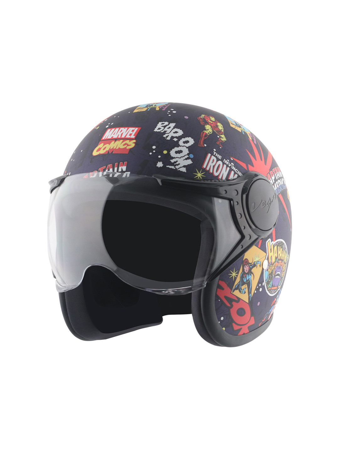 VEGA Unisex Jet W/V Marvel Comics Edition ISI Certified Open Face Helmet