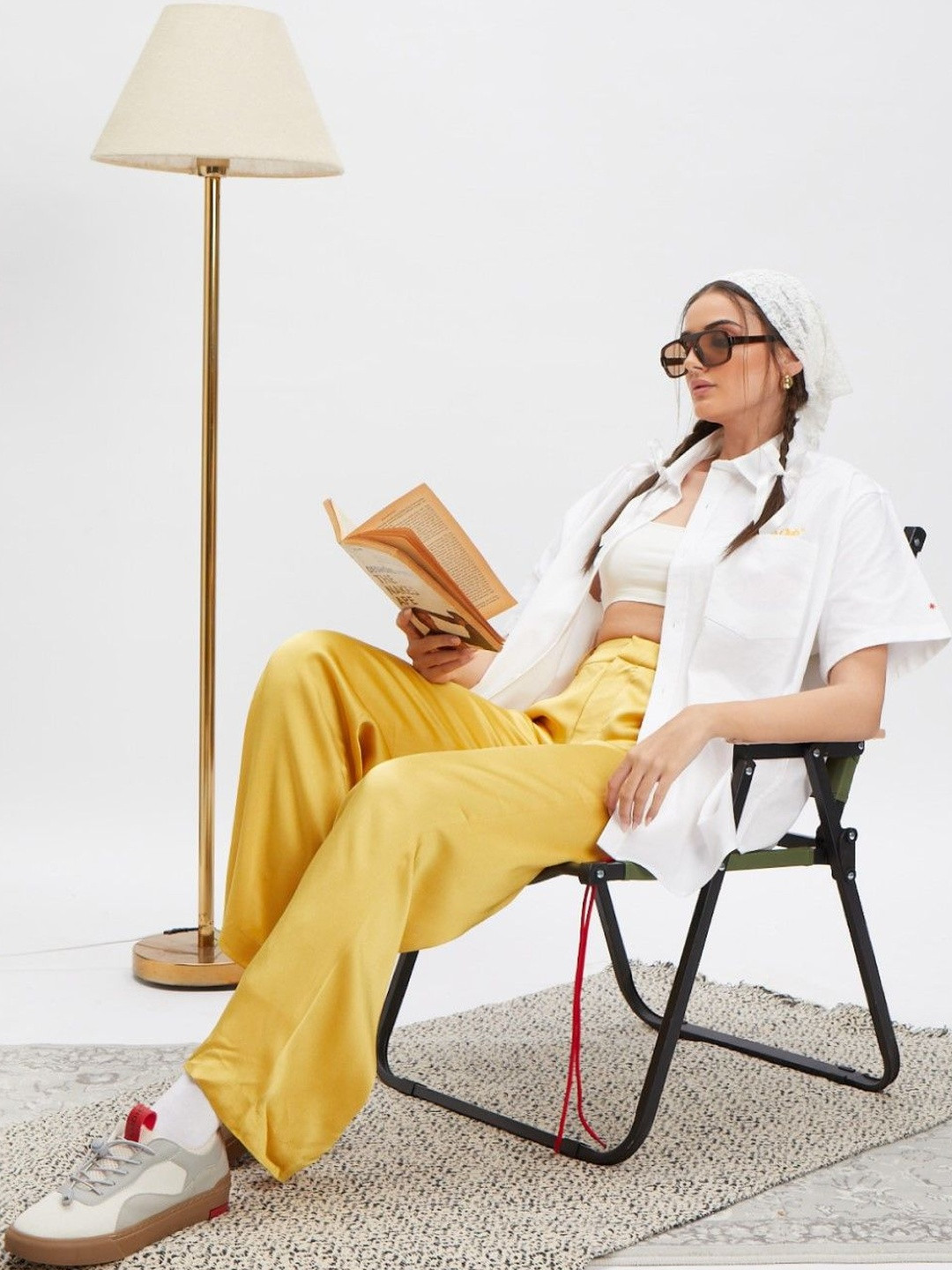 Ludic Unisex White Club Collar Cotton Relaxed Casual Shirt