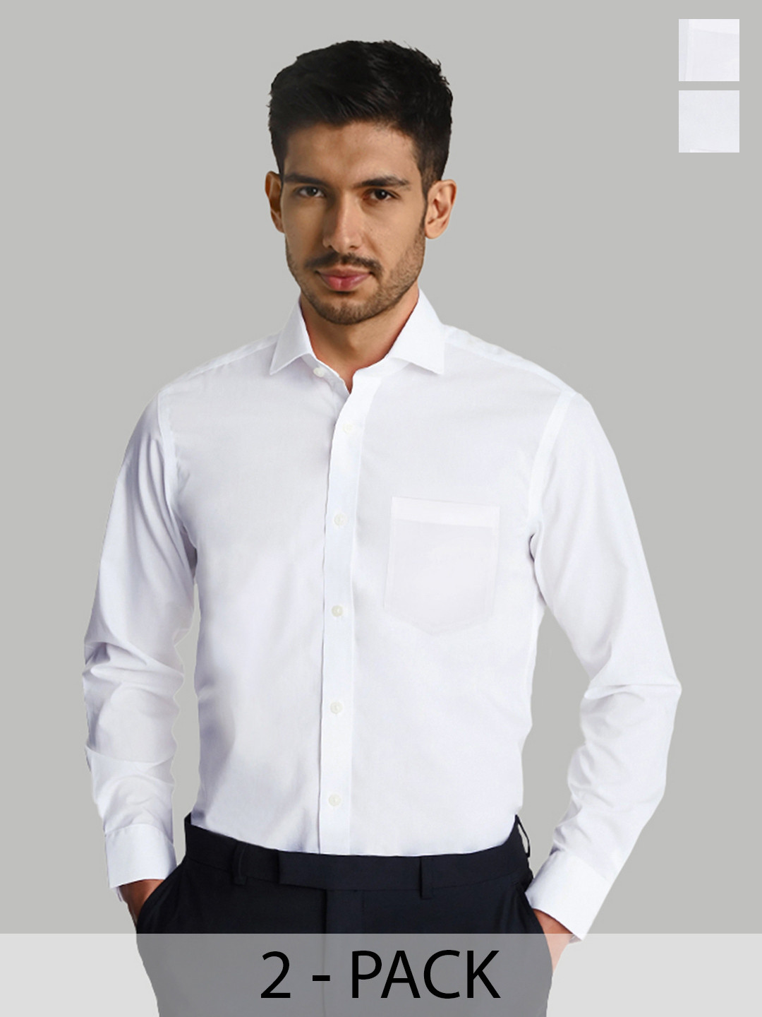 KINGDOM OF WHITE Pack of 2 Regular Fit White Formal Shirt