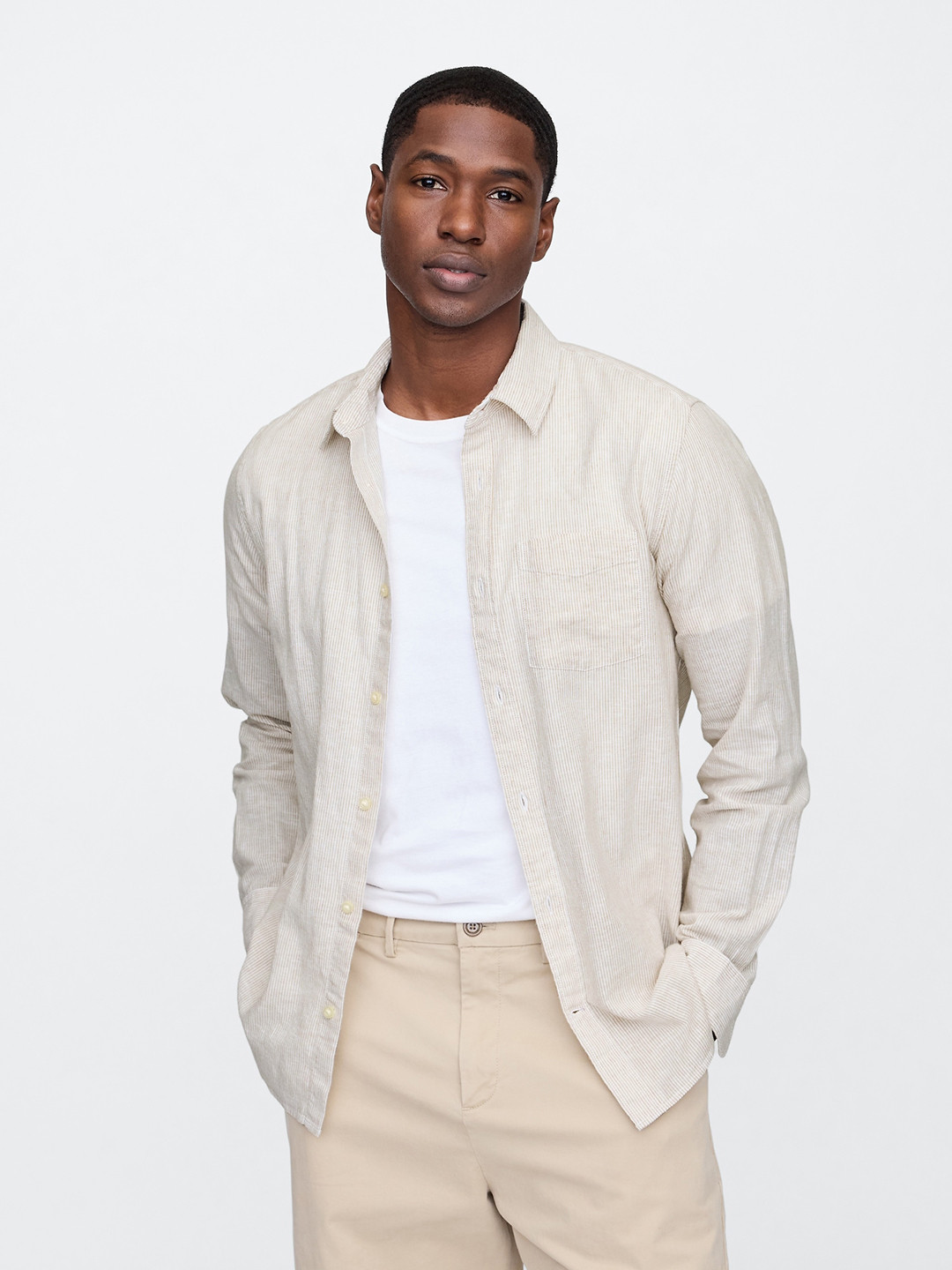 GAP Linen Cotton Striped Casual Shirt