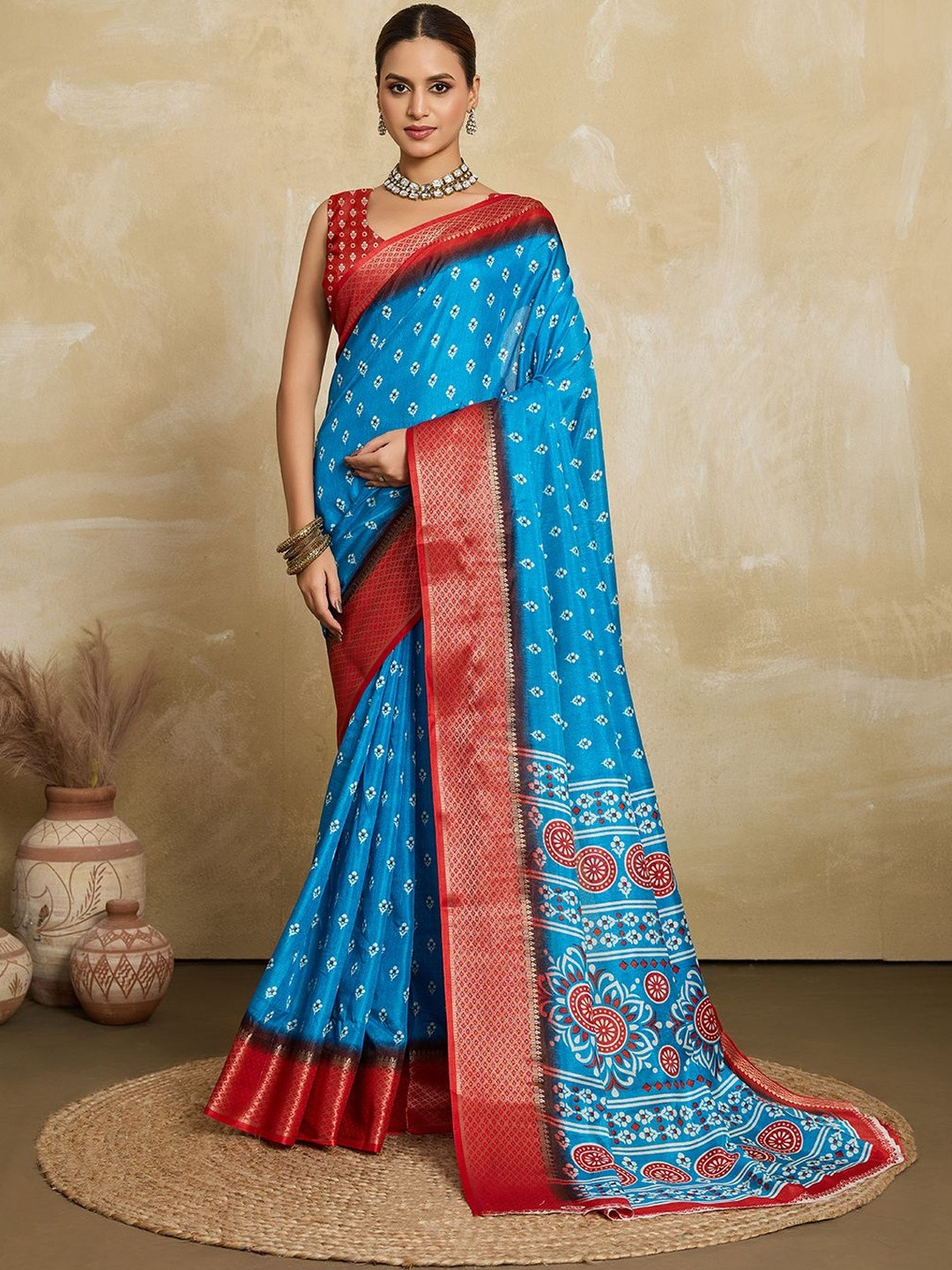 VASTRA-THE FACTORY STORE Women Ethnic Motifs Silk Cotton Ikat Saree