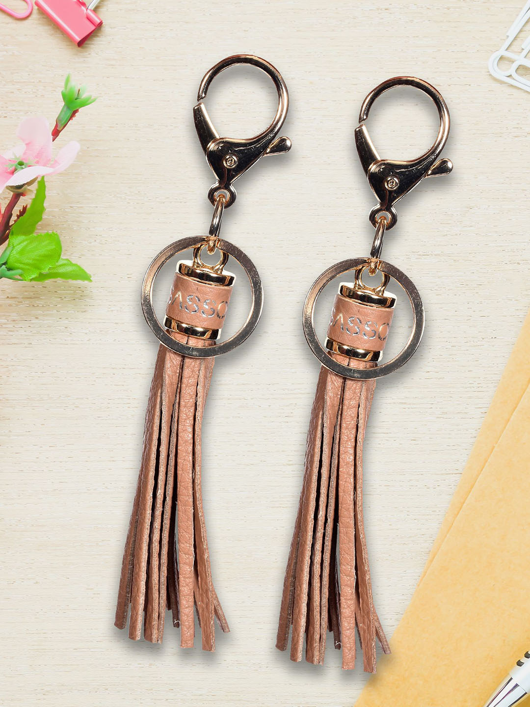 Sassora Pack Of 2 Leather Tassel Design Keychains