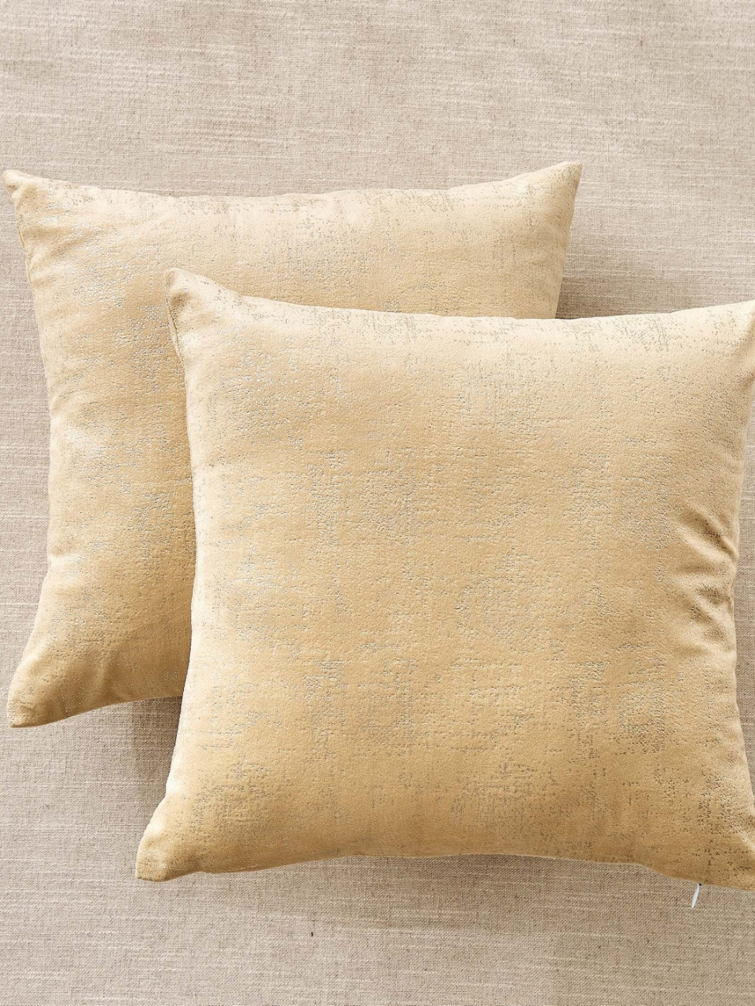 Home Centre Glimmer Marison Beige 2 Pieces Foil Printed Square Cushion Covers