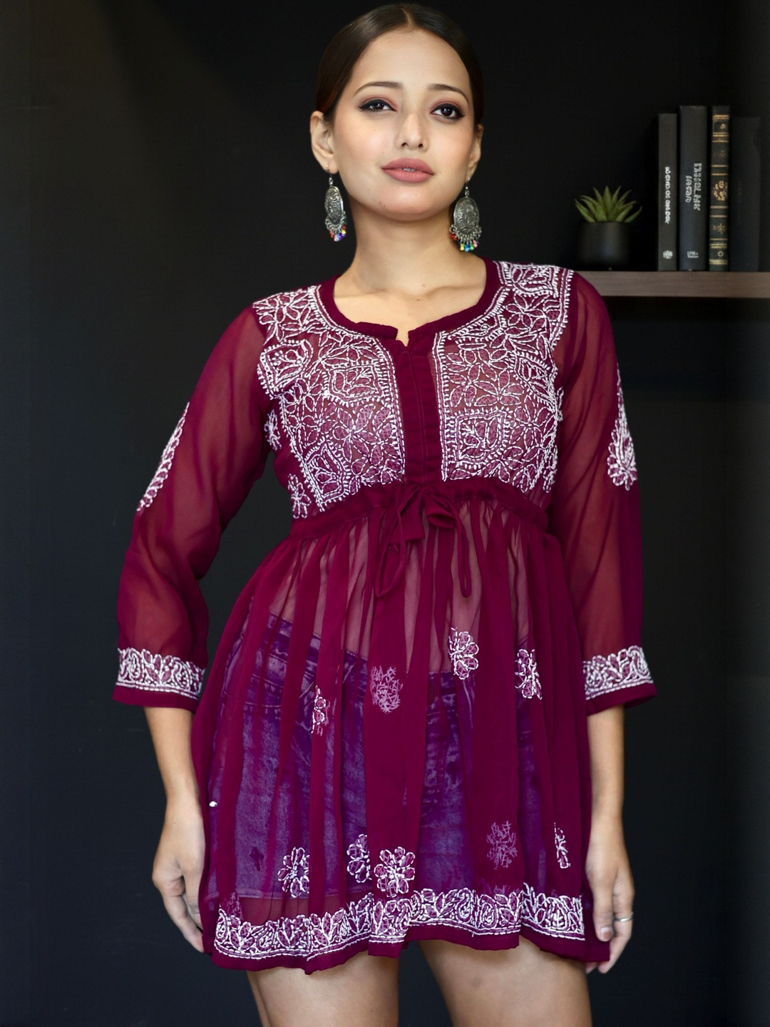 myplusfashion Women Embroidered Tunic