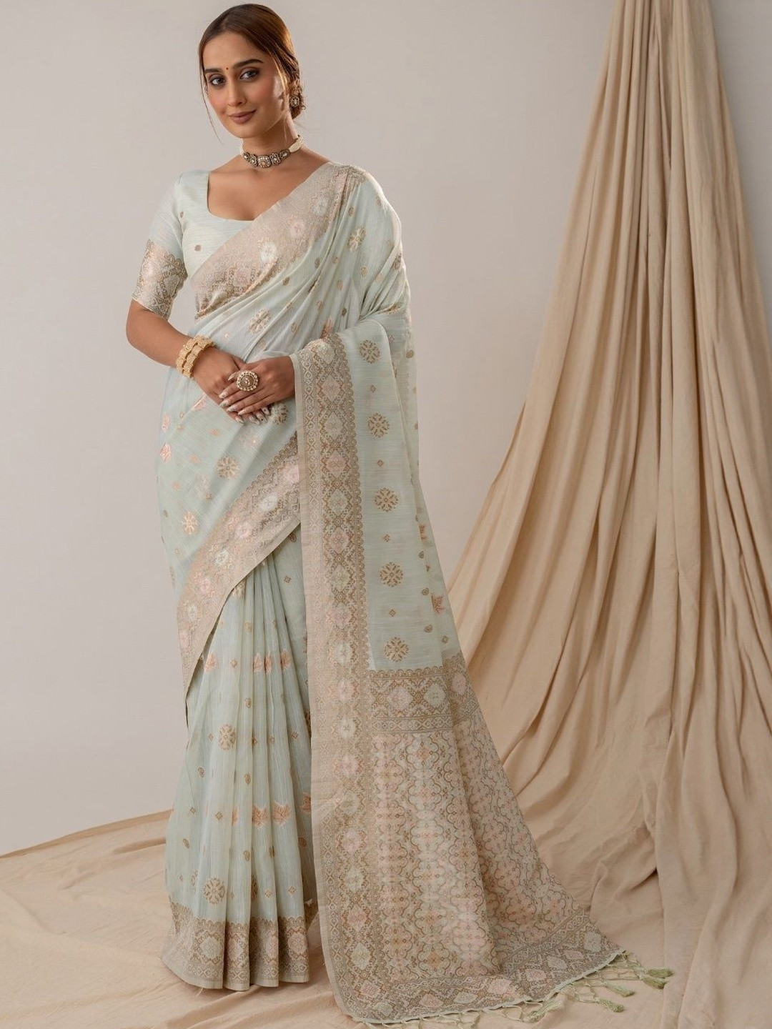 VARYAM Woven Design Zari Banarasi Saree