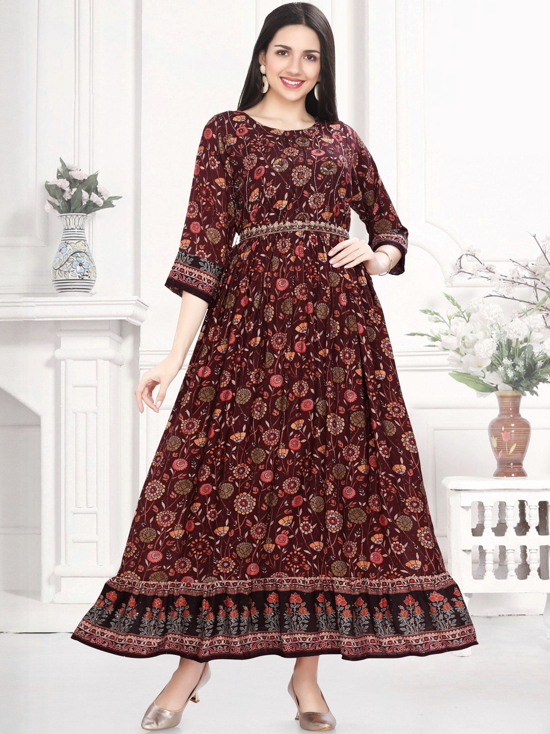 GREAT OUTFITS Women Brown Modal  Kurtis