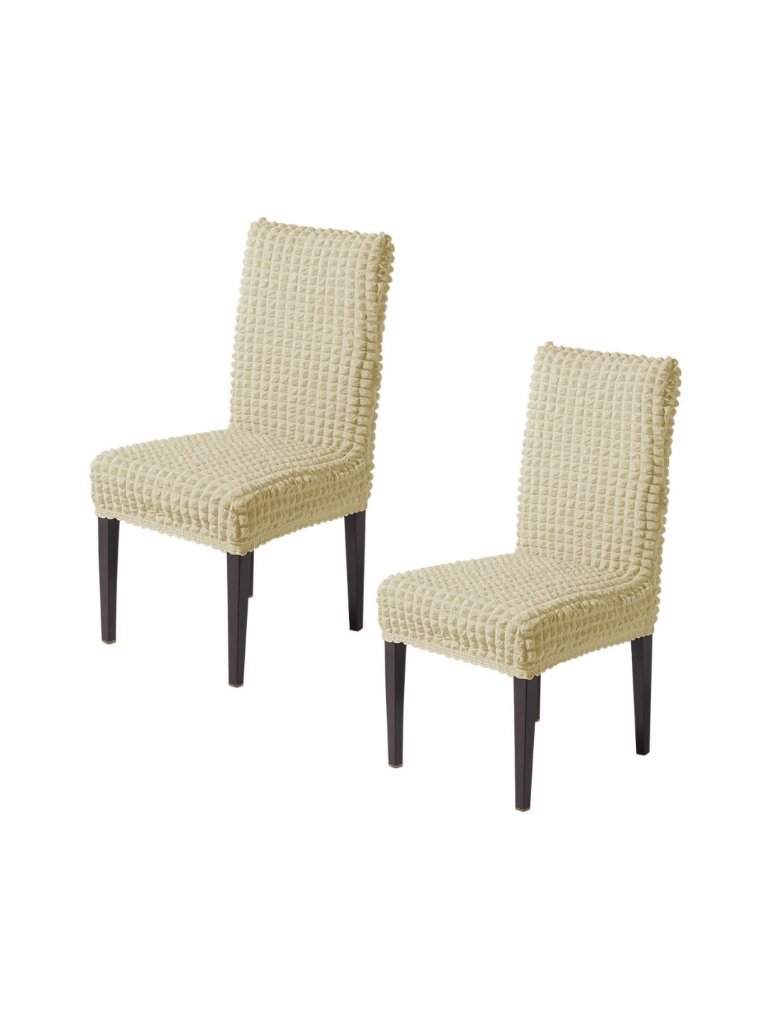 HOKIPO Aria Nova Beige Set of 2 280 GSM Bubble Stretchable Dining Chair Covers