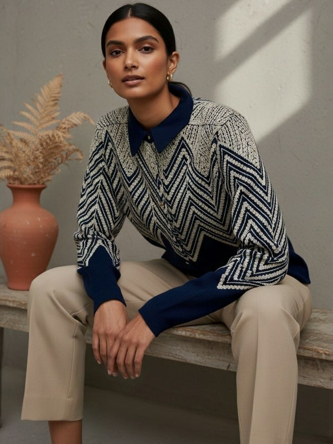 Roadster Women Spread Collar Textured Polyester Shirts