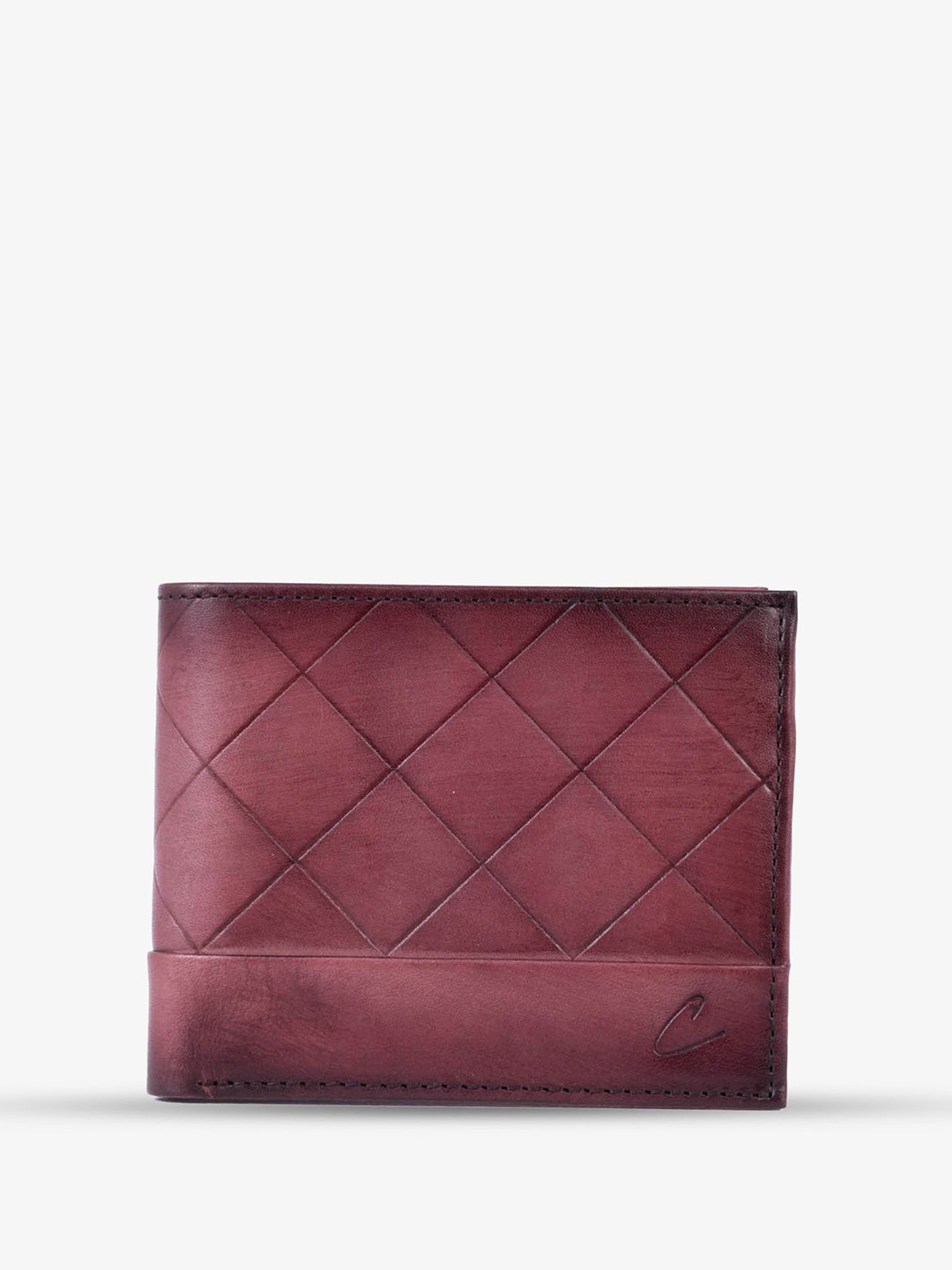 El'Curio Men Geometric Self Design Leather Two Fold Wallet