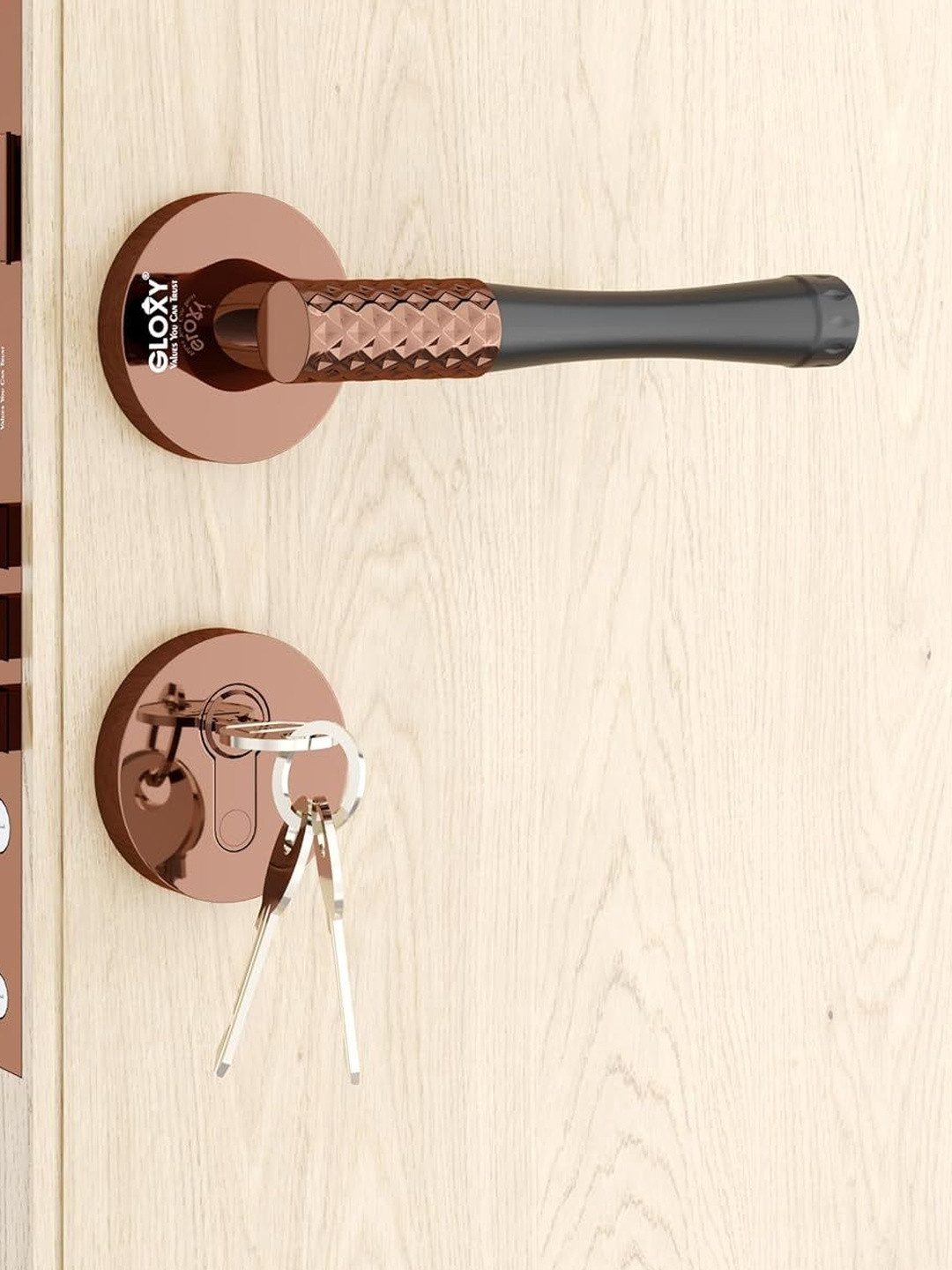 GLOXY Zinc Heavy Duty Rose Gold F & Black Finish Mortise Lock for All Door