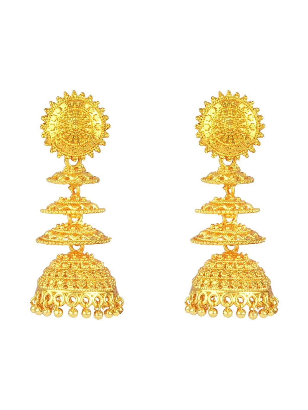 JFL - JEWELLERY FOR LESS Gold Plated Circular shaped  Drop Earrings