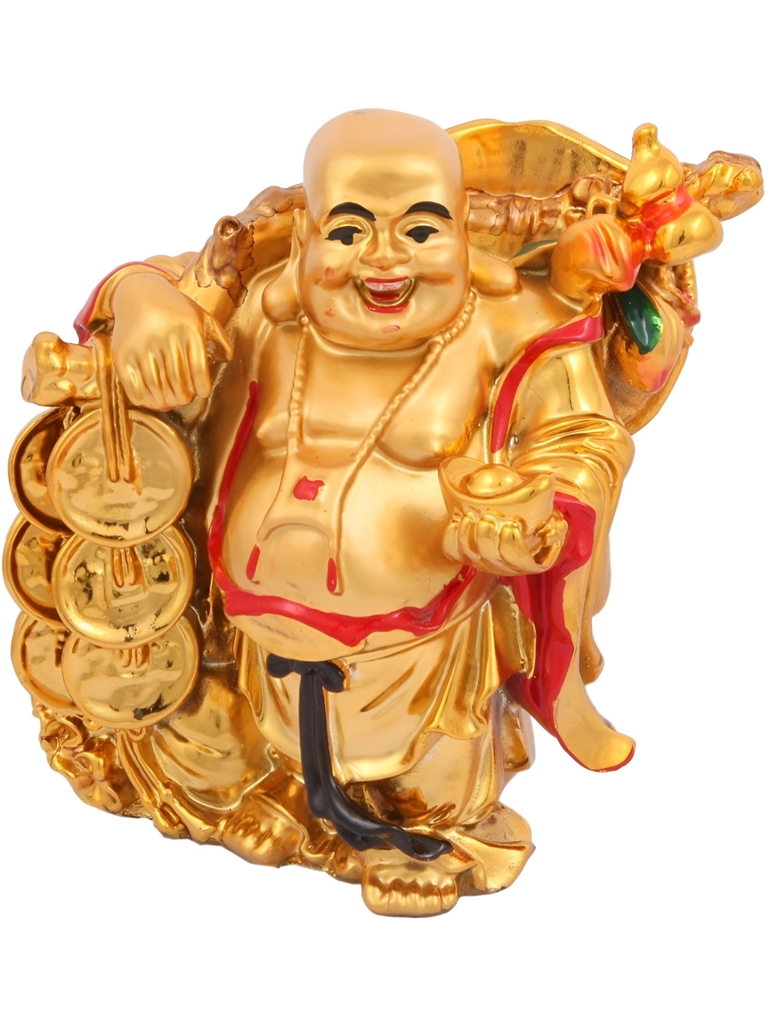 VASTU ART Gold & Red Buddha Idol Showpiece