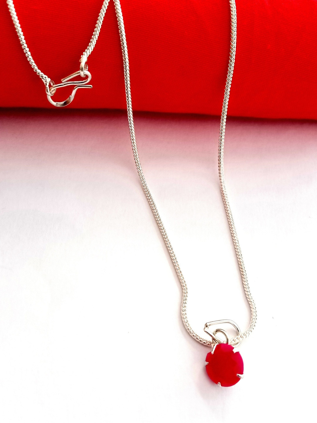 Nawab Collection Silver-Plated Heart Shaped Circular Pendant With Chain