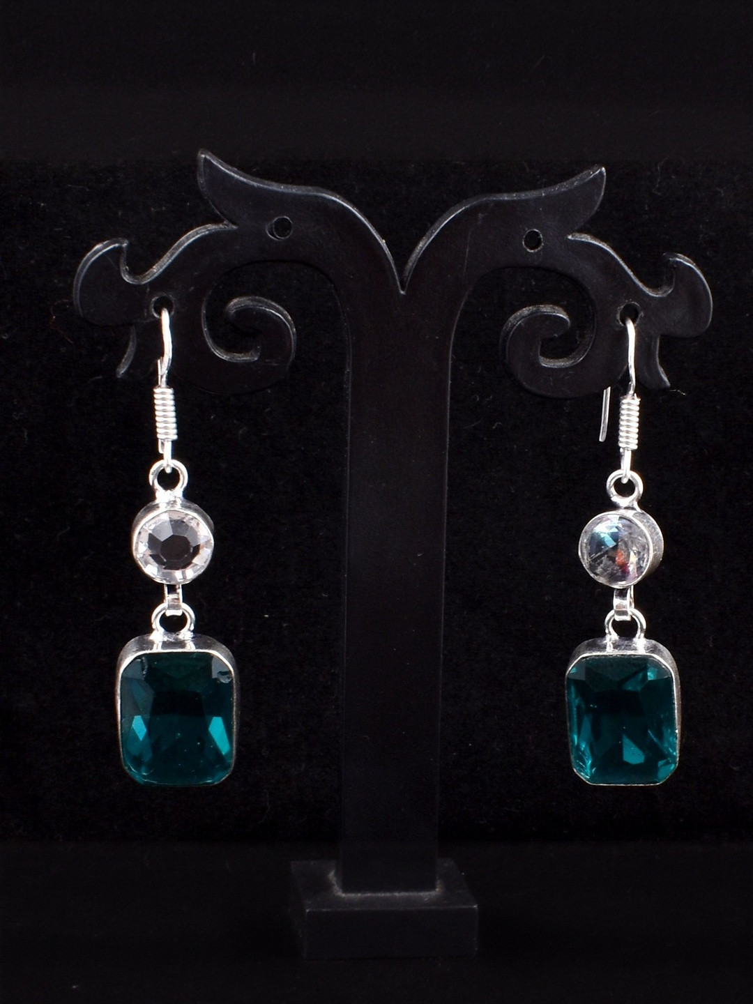 AAR Jewels Silver-Plated German Silver Turquoise Drop Earrings