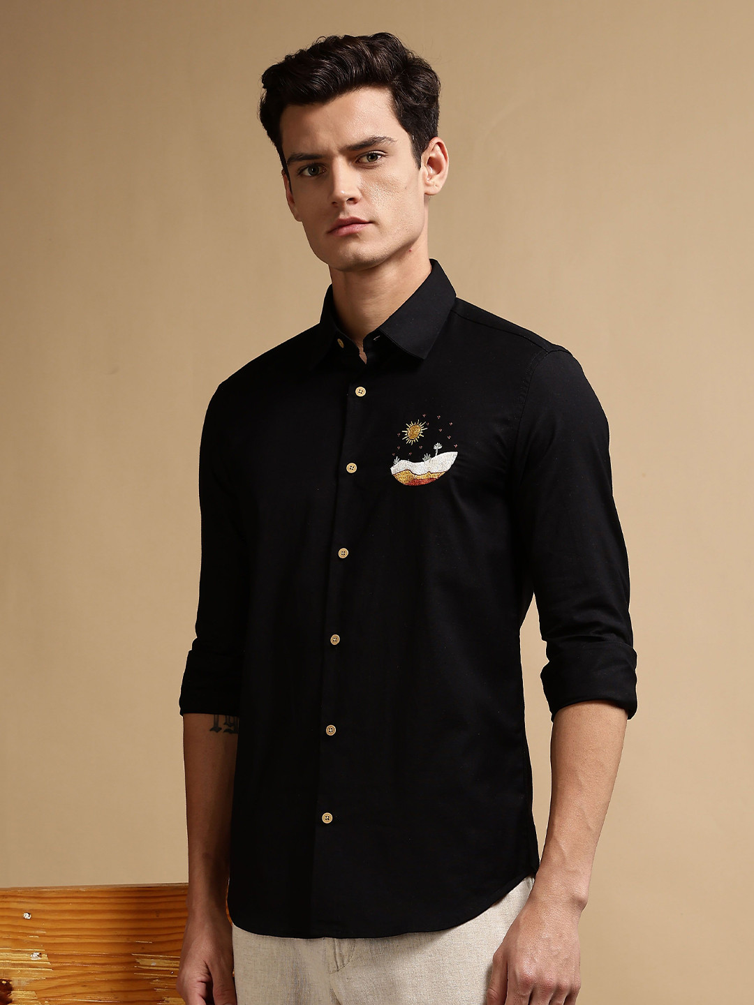 Eszett Men Solid Linen Shirts