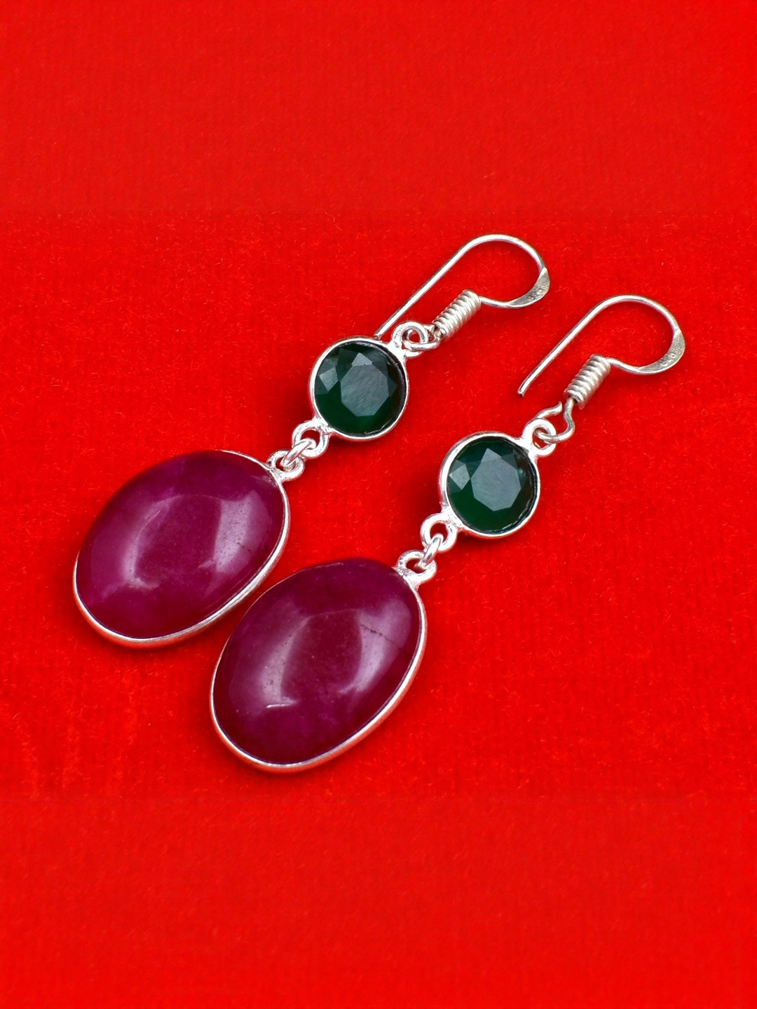 AAR Jewels Silver-Plated German Silver Agate Drop Earrings