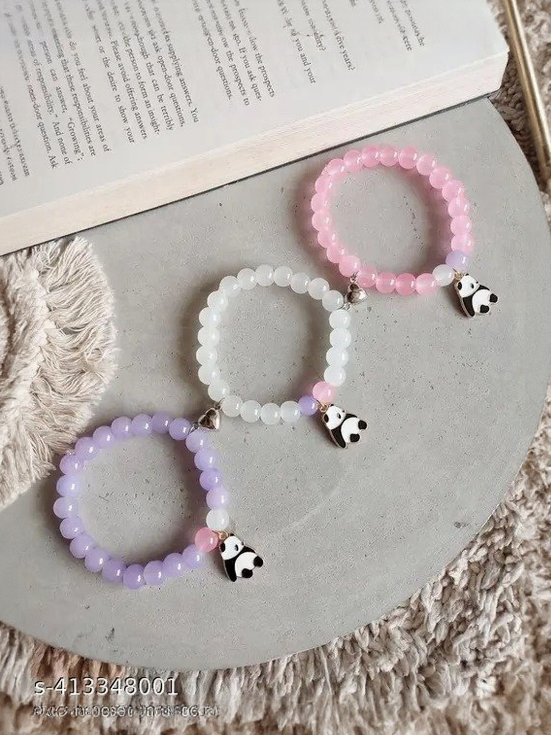 Amit Fashion Combo(3)-NBrace-285-LS Panda Women Set Of 3 Artificial Beads Bangles