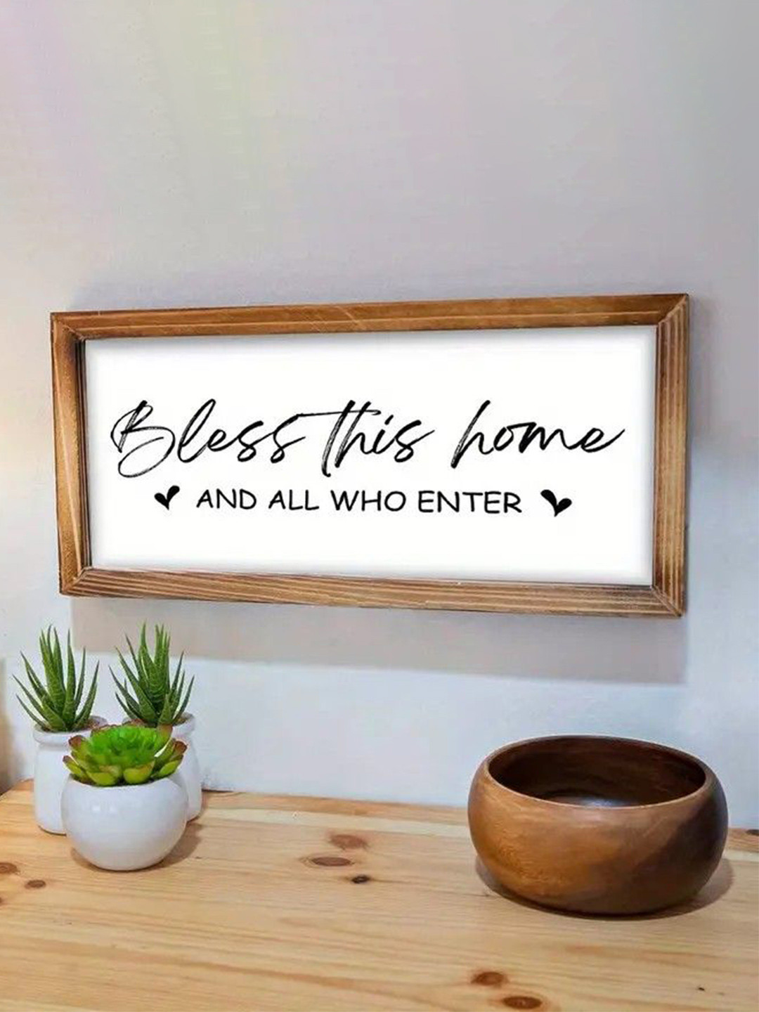 BS AMOR Photo Frame Wooden Bless This Home and All Who Enter Framed Wall Art