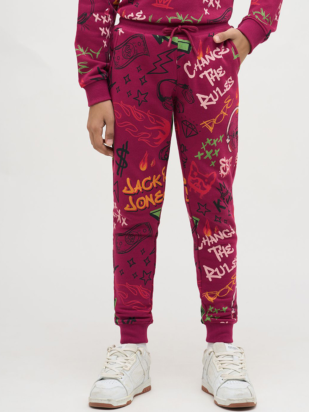 Jack & Jones Junior Boys Topography Printed Relaxed Fit Joggers