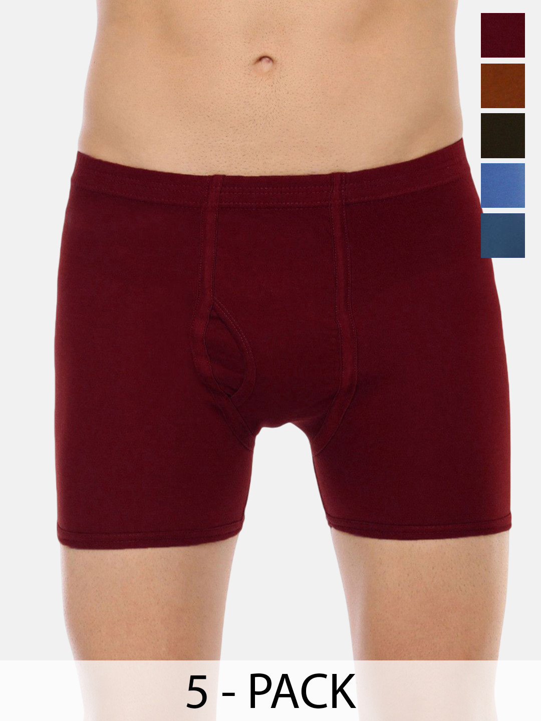 Rupa Hunk Men Pack Of 5 Super Combed Cotton Skin-Friendly Assorted Long Trunks