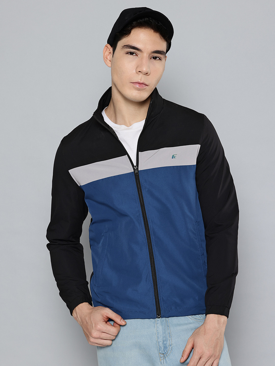 Fort Collins Colorblocked Mock Collar Tailored Jacket