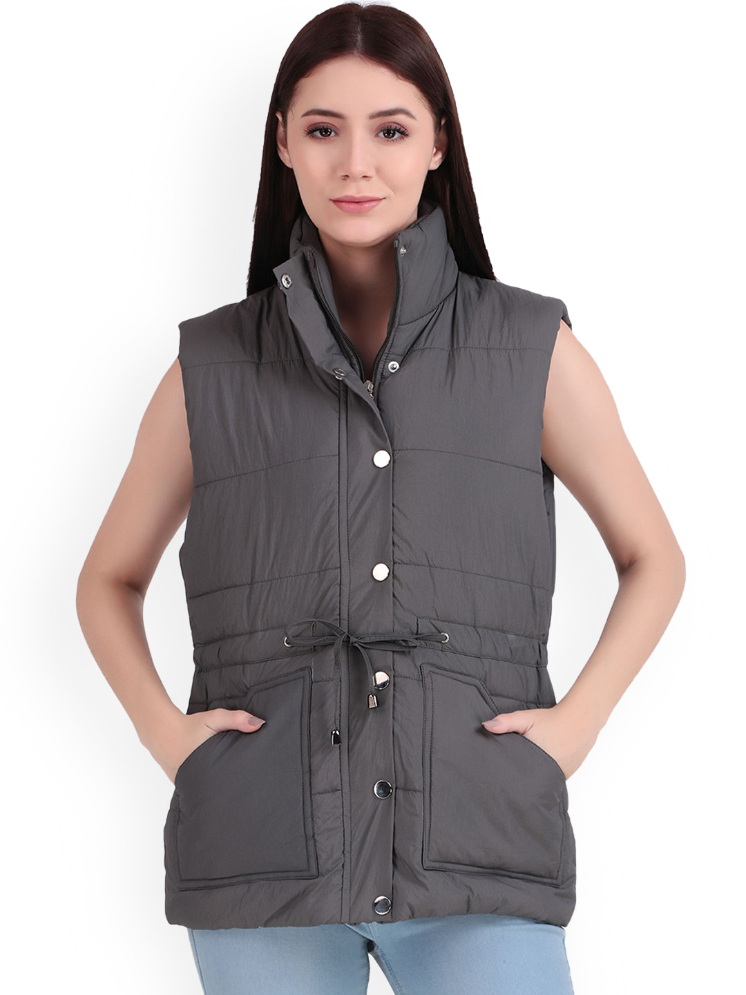 Brazo Mandarin Collar Lightweight Puffer Jacket With Utility Pockets