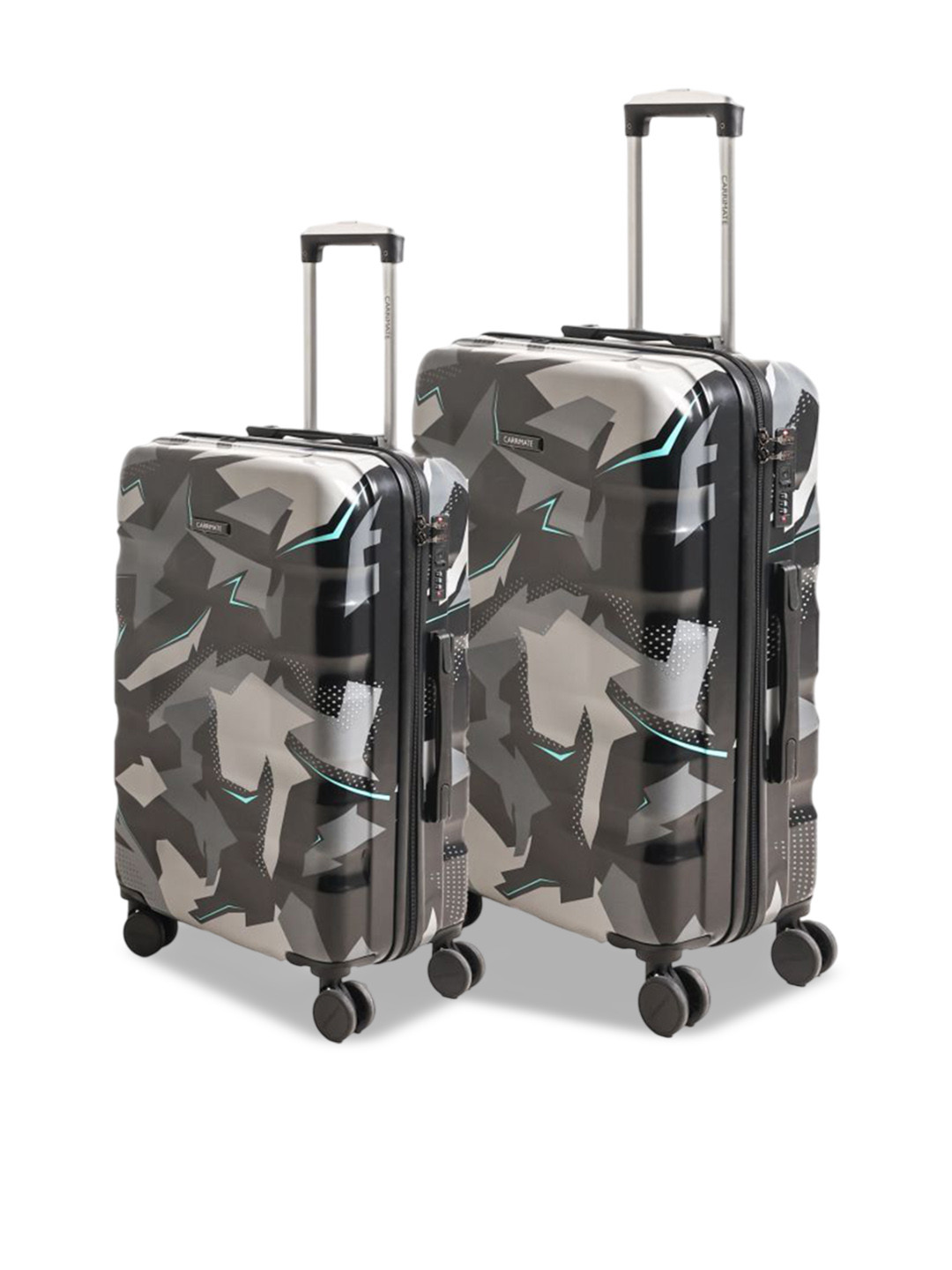 CARRIMATE Set Of 2 Baku Camo Printed 360 Wheels Hard-Sided Trolley Bags