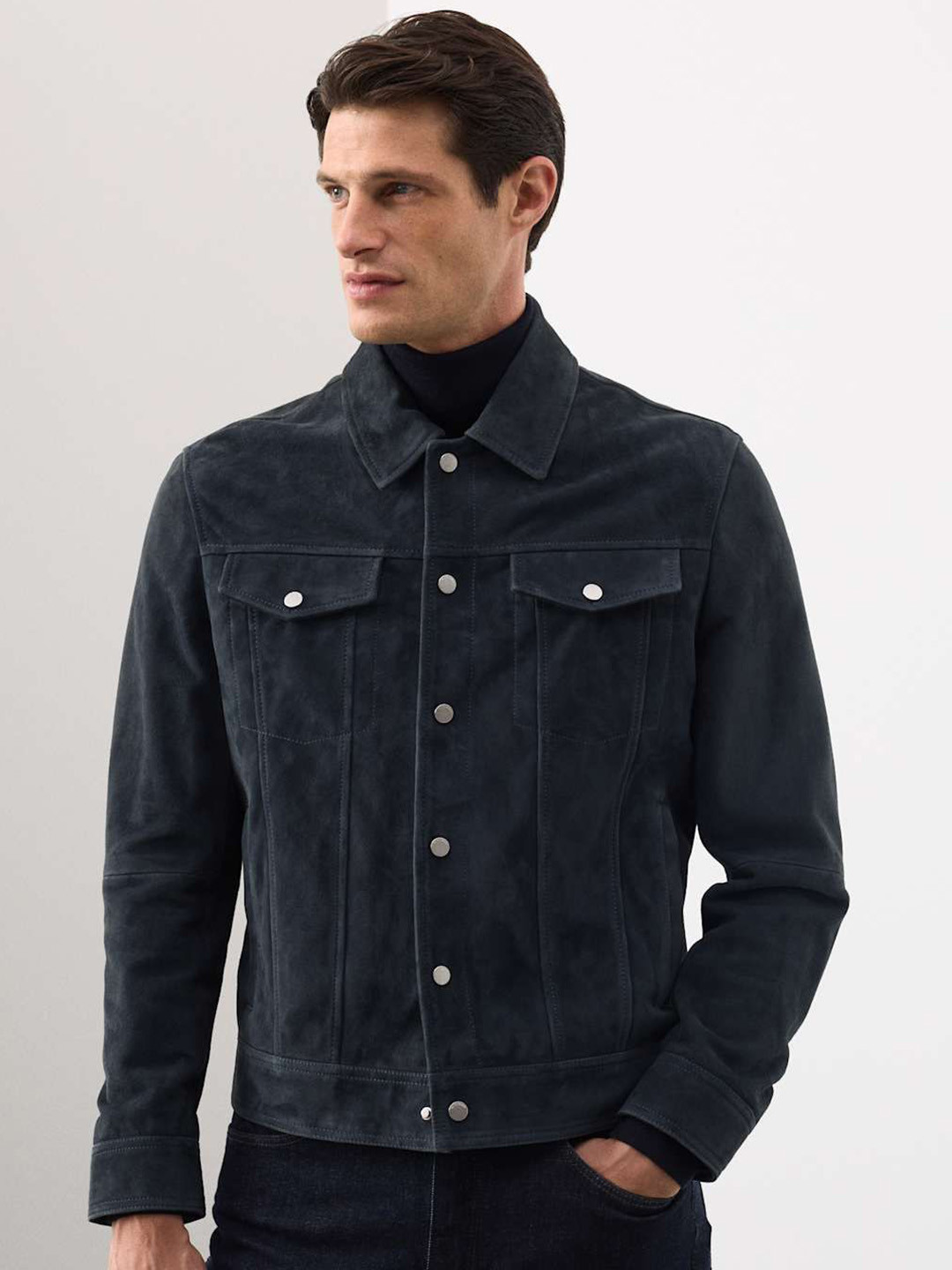 Marks & Spencer Leather Longline Denim Jacket