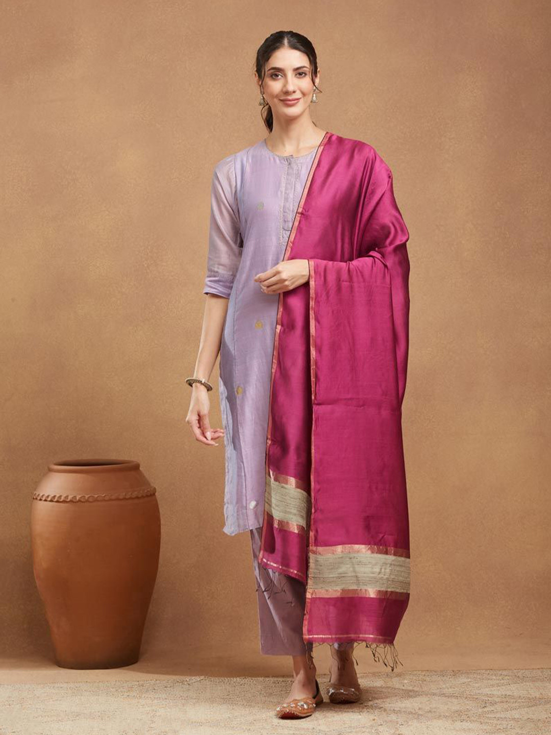 Fabindia Dupatta With Tasselled Border