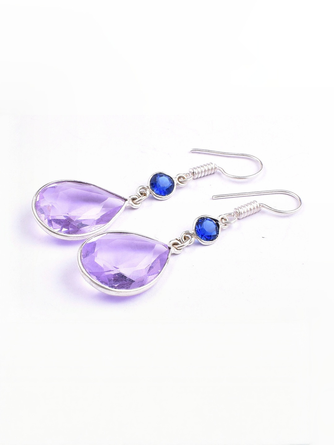 AAR Jewels Rhodium-Plated Opal Teardrop Shaped Drop Earrings
