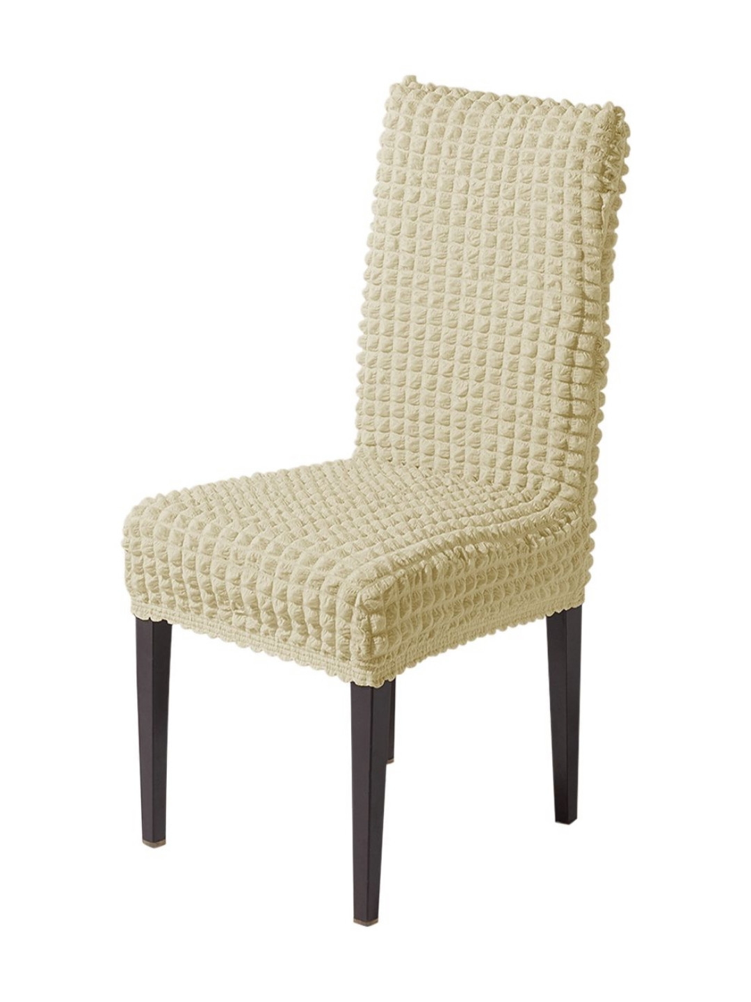 HOKIPO Aria Nova Beige 280 GSM Bubble Stretchable Dining Chair Covers