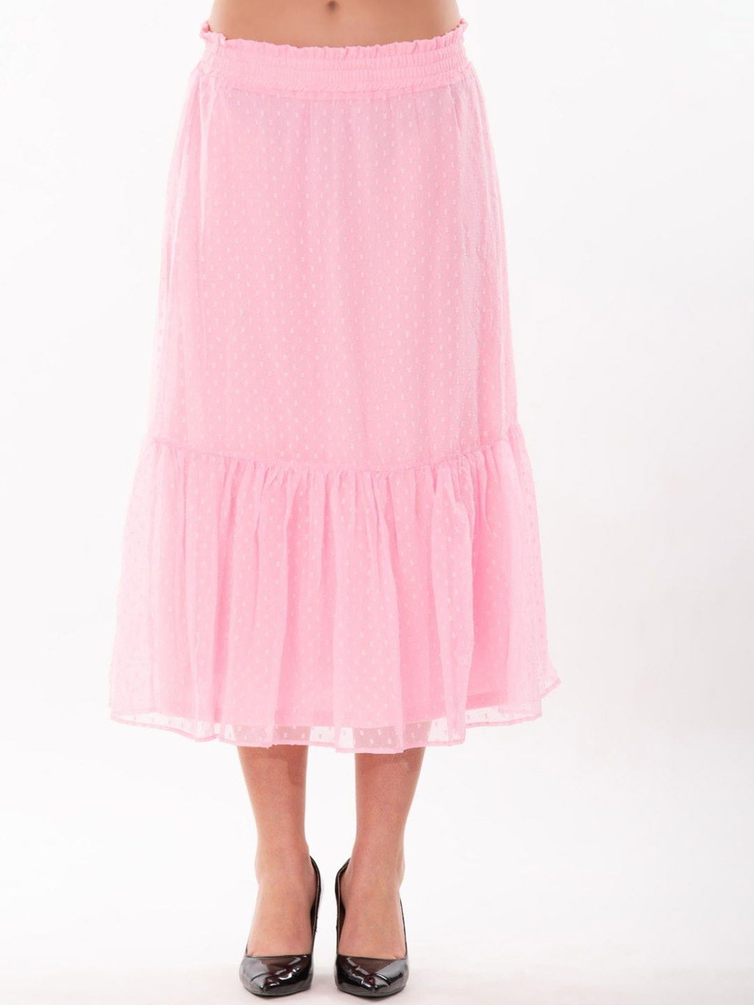 ND & R Self-Design Tiered Midi Skirt