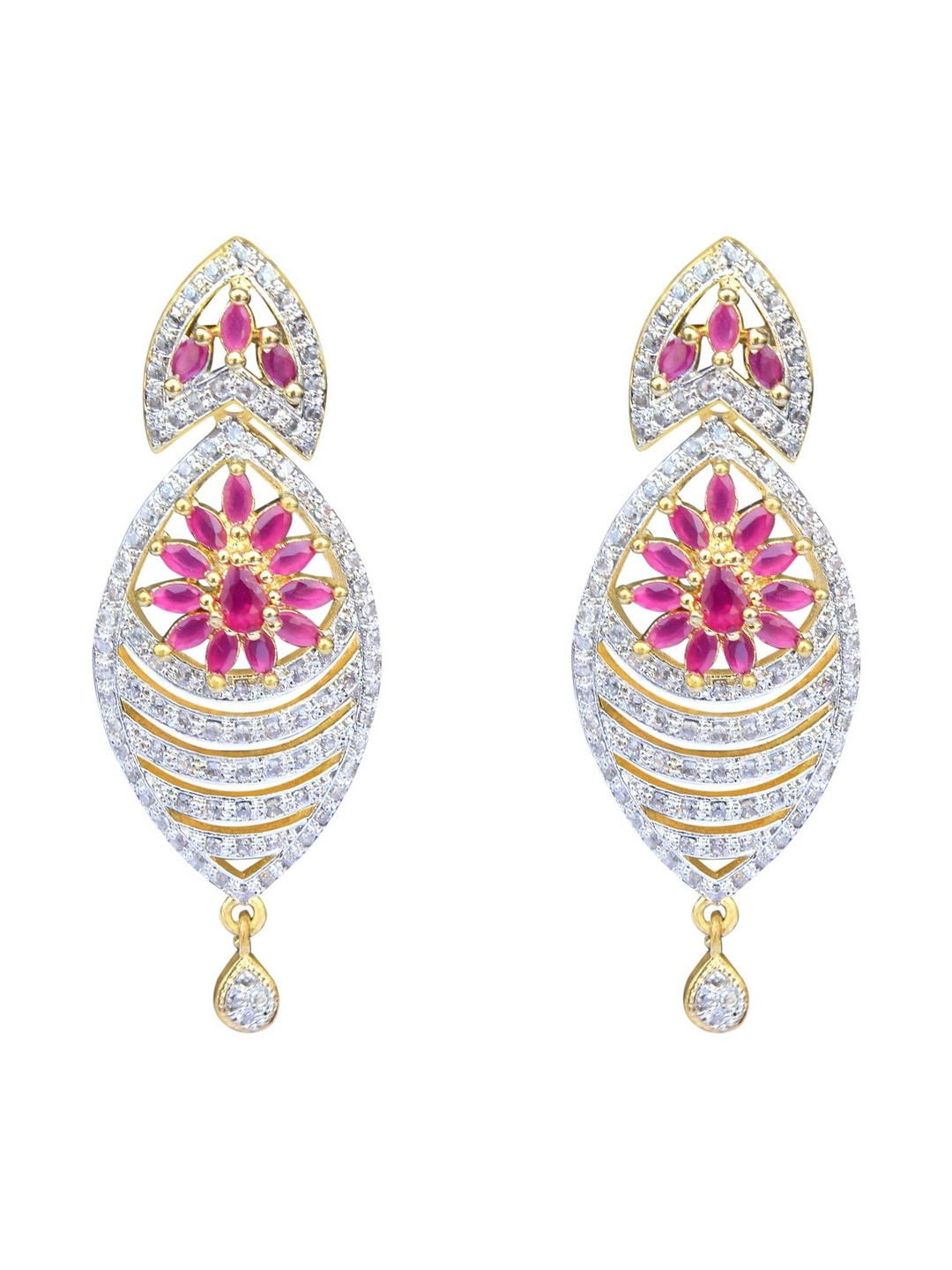 SitashiAlloy Women American Diamond and Pearl Jhumkas