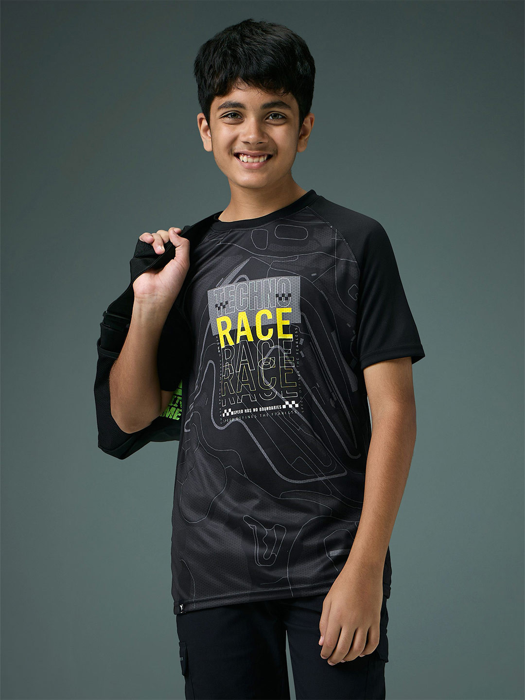 Technosport Boys Antimicrobial Typography Printed Round Neck Slim Fit T-shirt