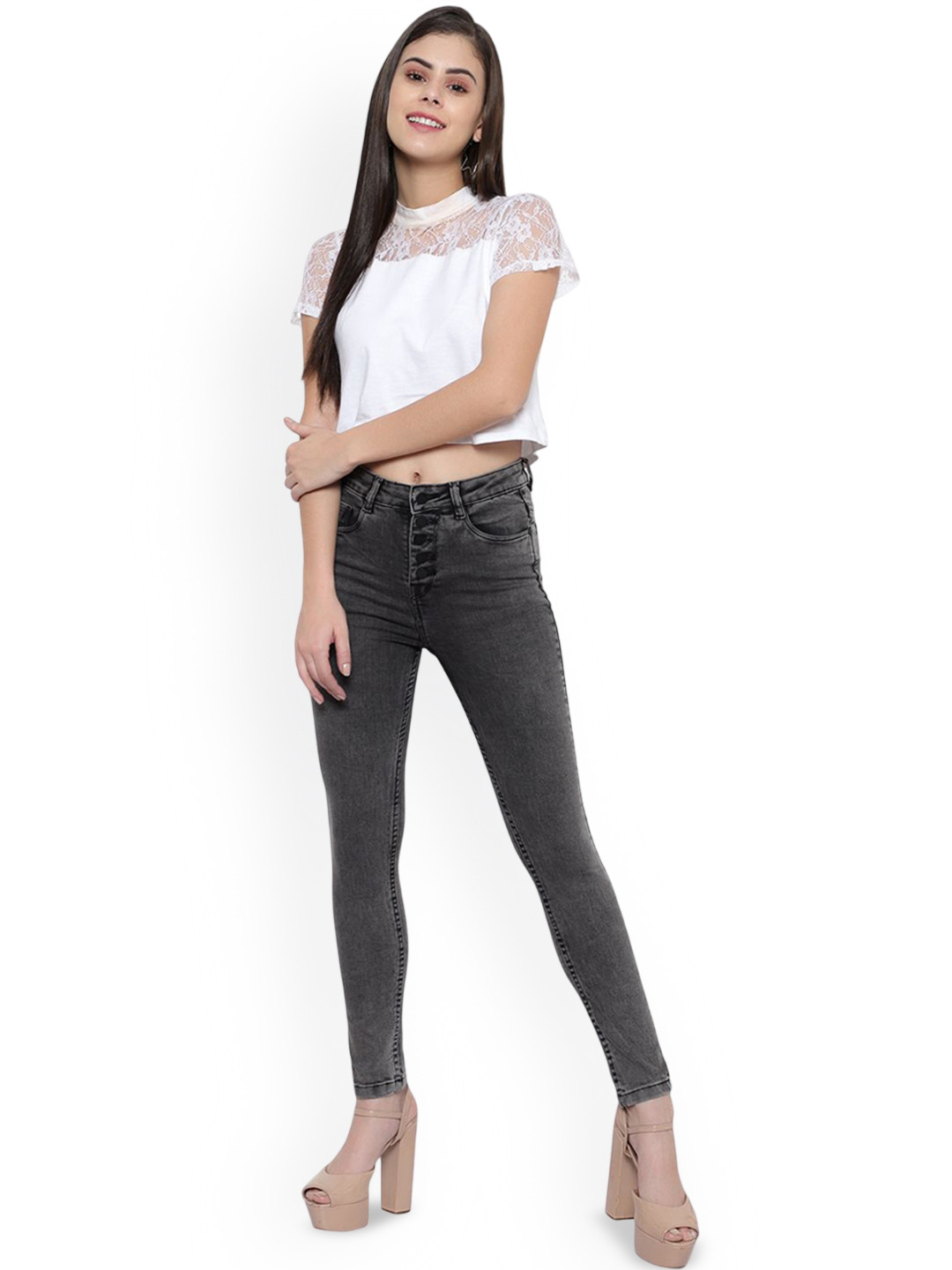 God's Club Women Super Skinny Fit High-Rise Jeans