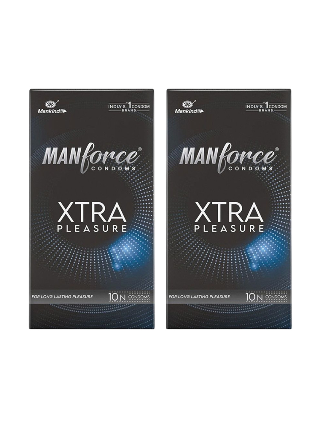 Manforce Set Of 2 Xtra Pleasure Dotted Climax Delay Condoms - Unflavoured - 10Pcs Each