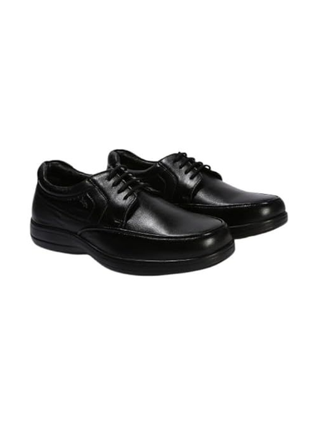 Lee Cooper Men Black Round Toe Lace Up Leather Derby Formal Shoes