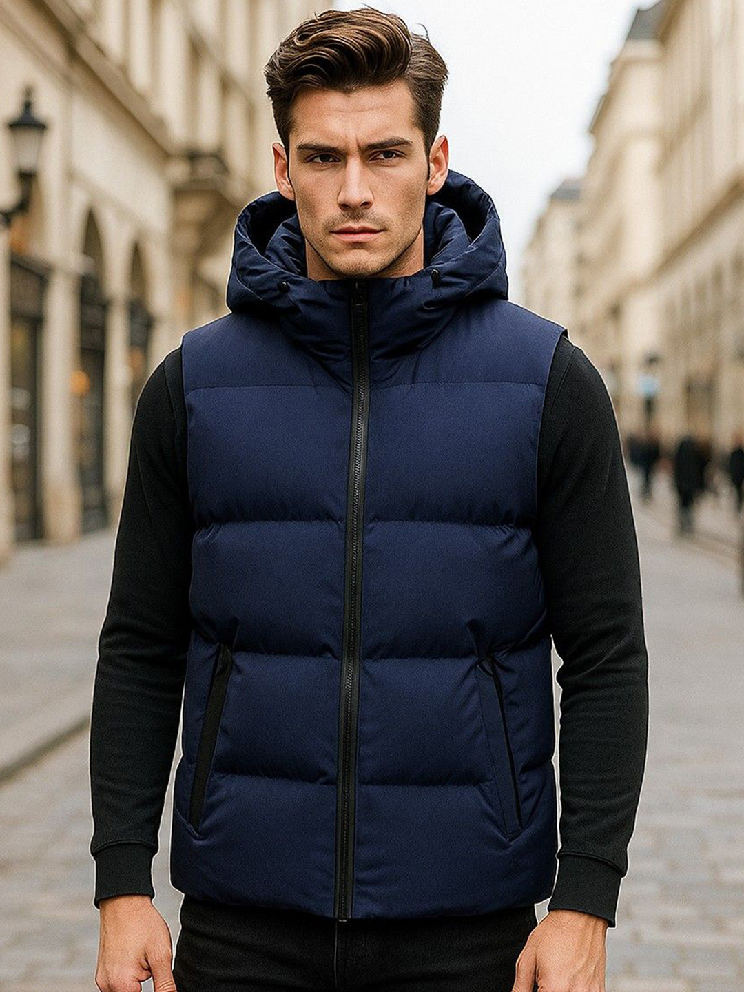 Mast & Harbour Men Hooded Solid Gilet Jacket