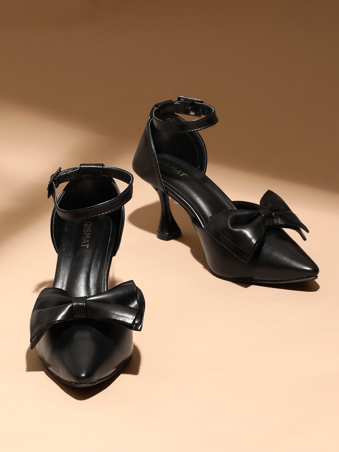 Qismat Bow Detail Ankle Loop Stiletto Heels
