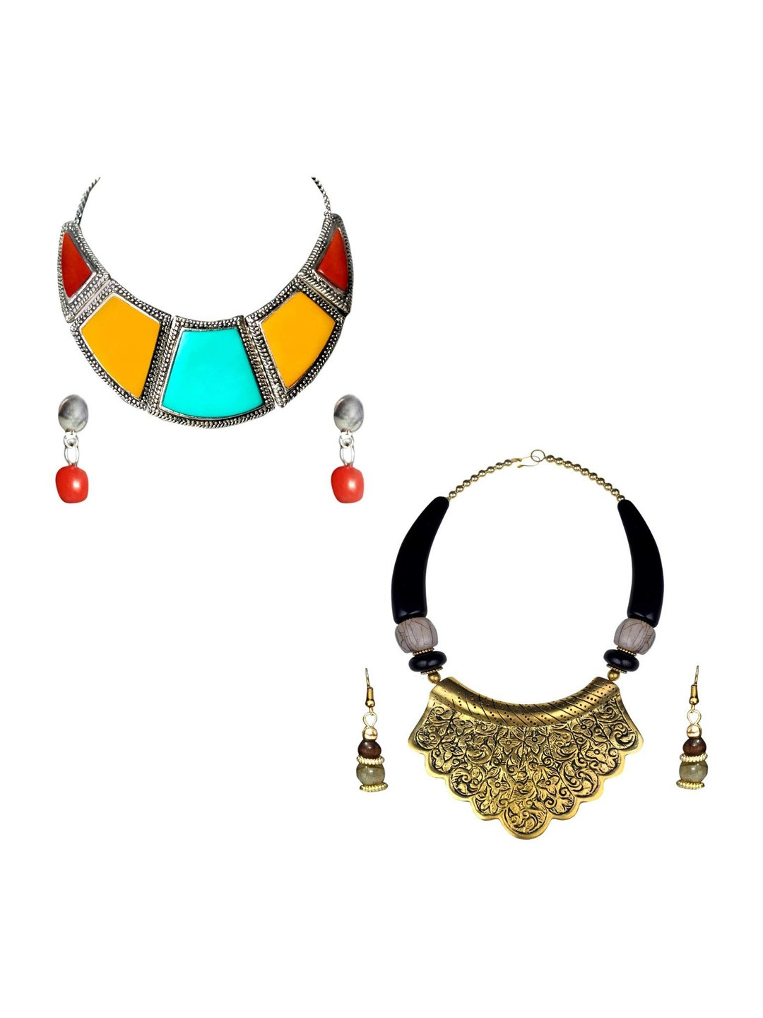 Sitashi Women Set Of 2 Rajasthani Beads Necklace & Earrings Jewellery Set
