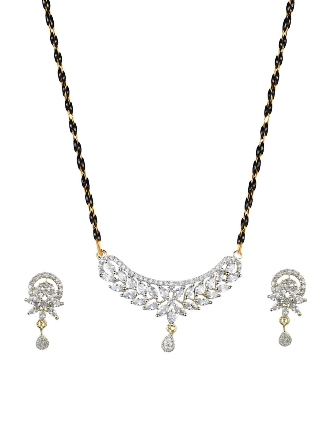 Sitashi Women Gold-Plated Alloy American Diamond Mangalsutra Set