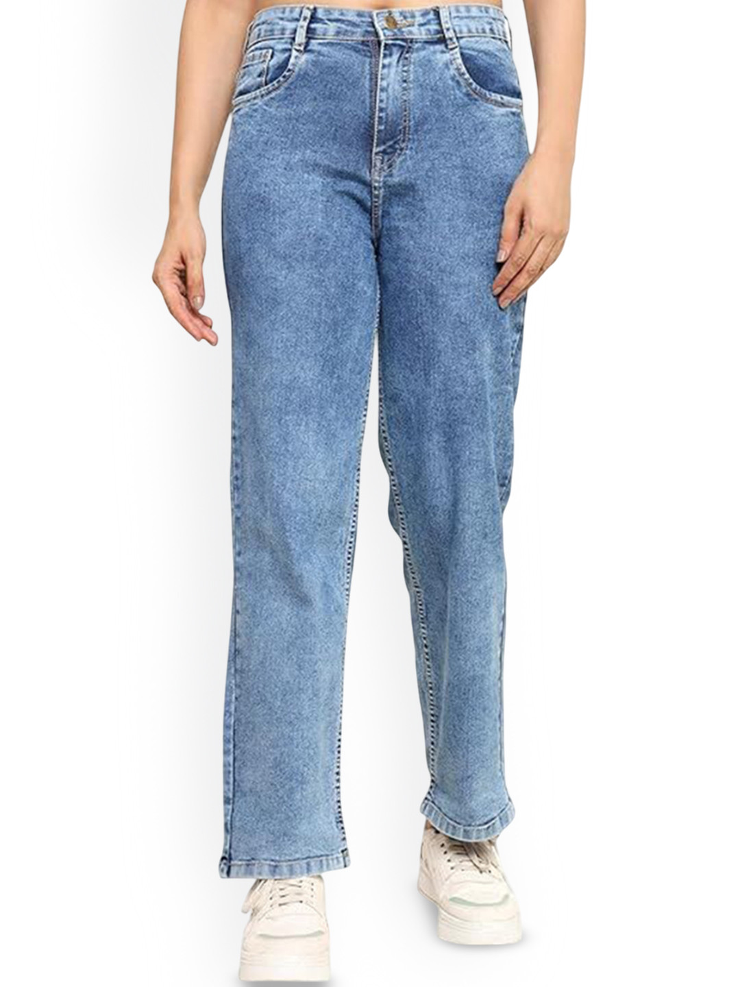 AngelFab Men Regular Fit High-Rise Light Fade Acid Wash Stretchable Jeans