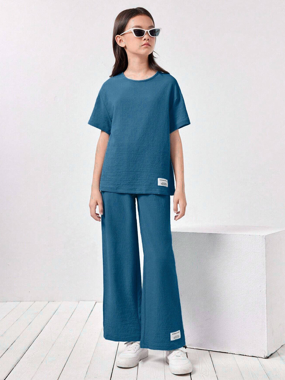 PAGHDAL BROTHER Girls Solid Top with Trousers