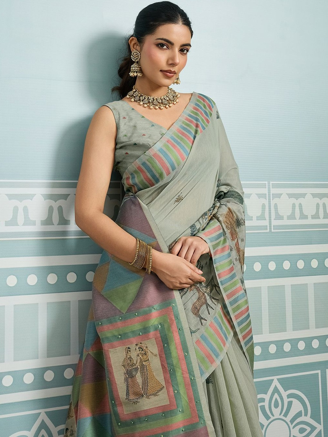 SHOPLANCE Woven Design Pure Cotton Banarasi Saree With Blouse Piece