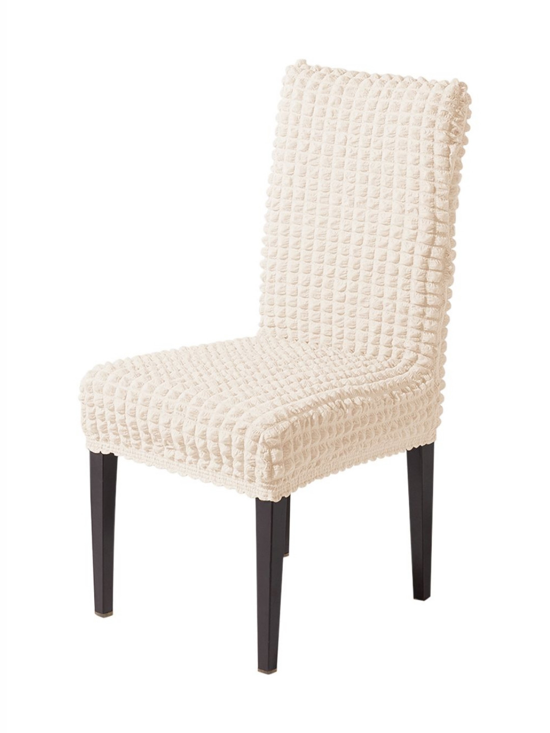 HOKIPO Aria Nova Light Cream 280 GSM Bubble Stretchable Dining Chair Covers