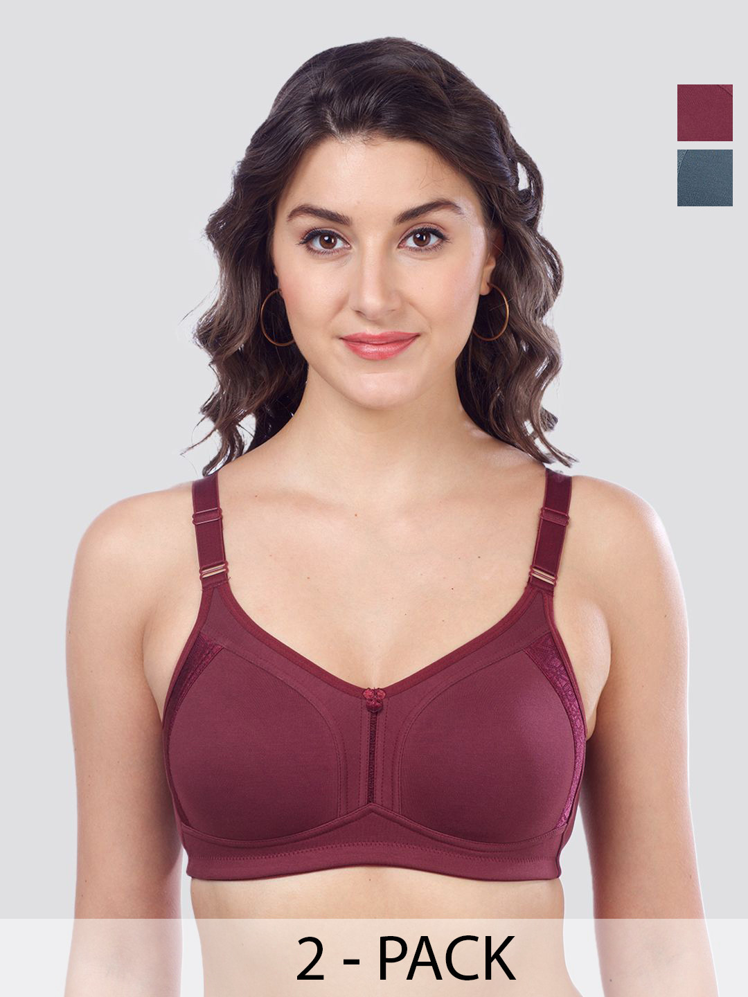 MAASHIE  Full Coverage Side Panel Lace Double Layered Cups High Support Seamless Bra