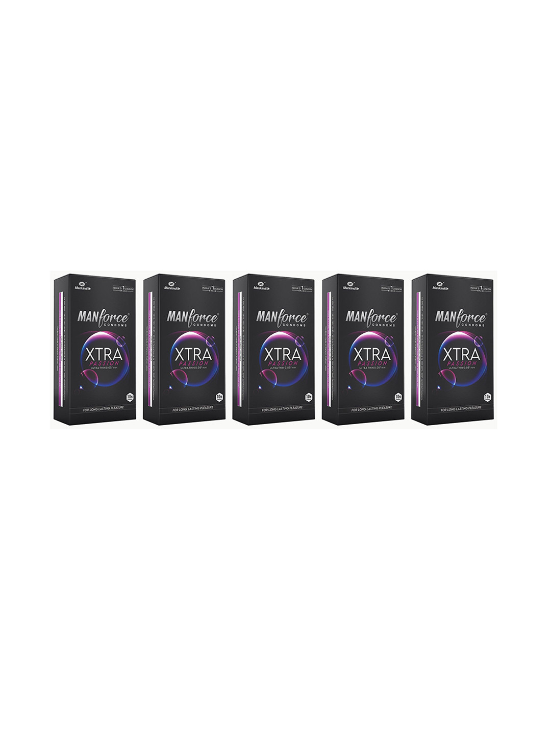 Manforce Set Of 5 Xtra Passion Ultra Thin Climax Delay Condom - Unflavoured - 10 Pcs Each