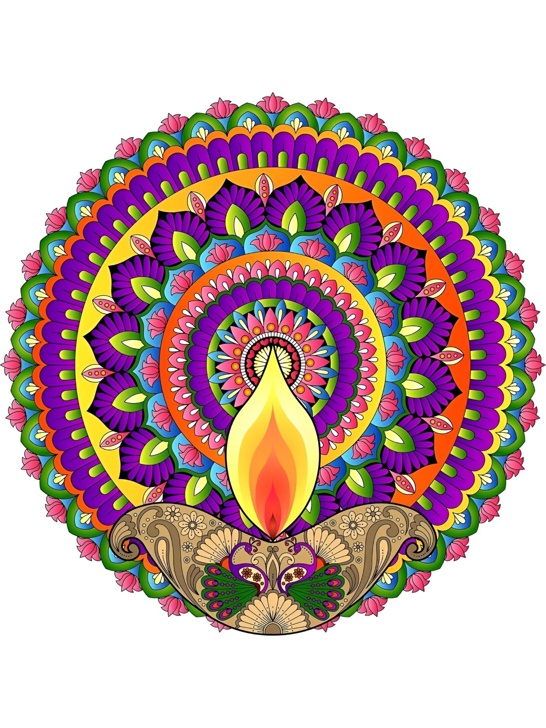 Meenakshi Decor Blue & Yellow Waterproof Colorful Diwali Diya Sticker