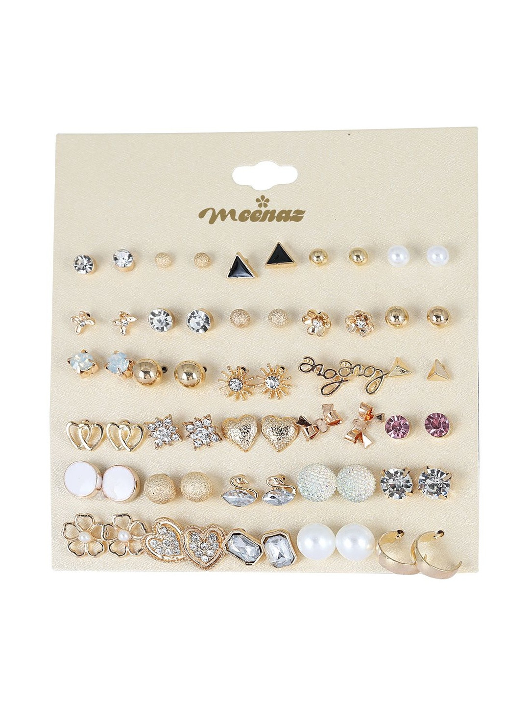 MEENAZ Women 30 Pairs Geometric Studs Earrings